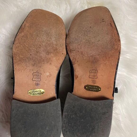 Stacy Adams Men genuine snake skin leather black lace shoes tassels accent SZ11 - Picture 10 of 14